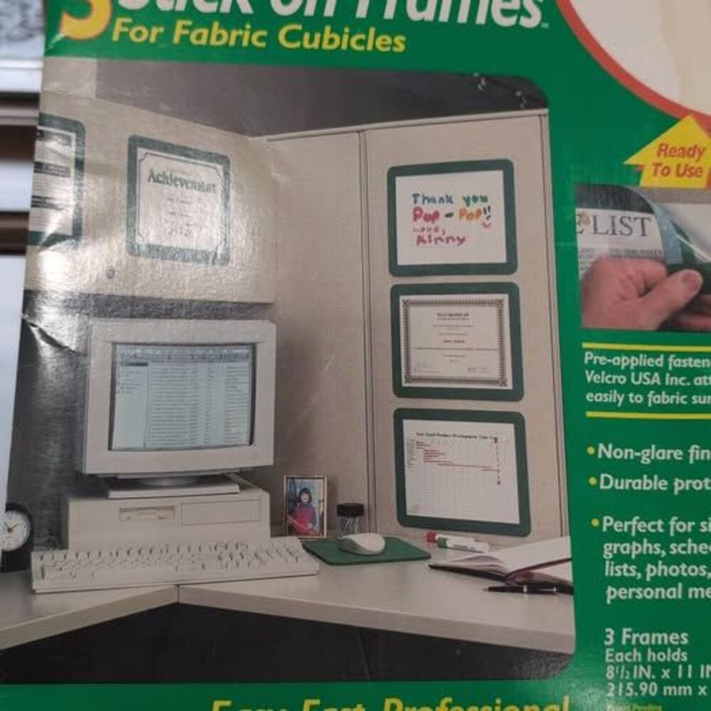 3 Tan Frame It Stick on Frames for Fabric Cubicles